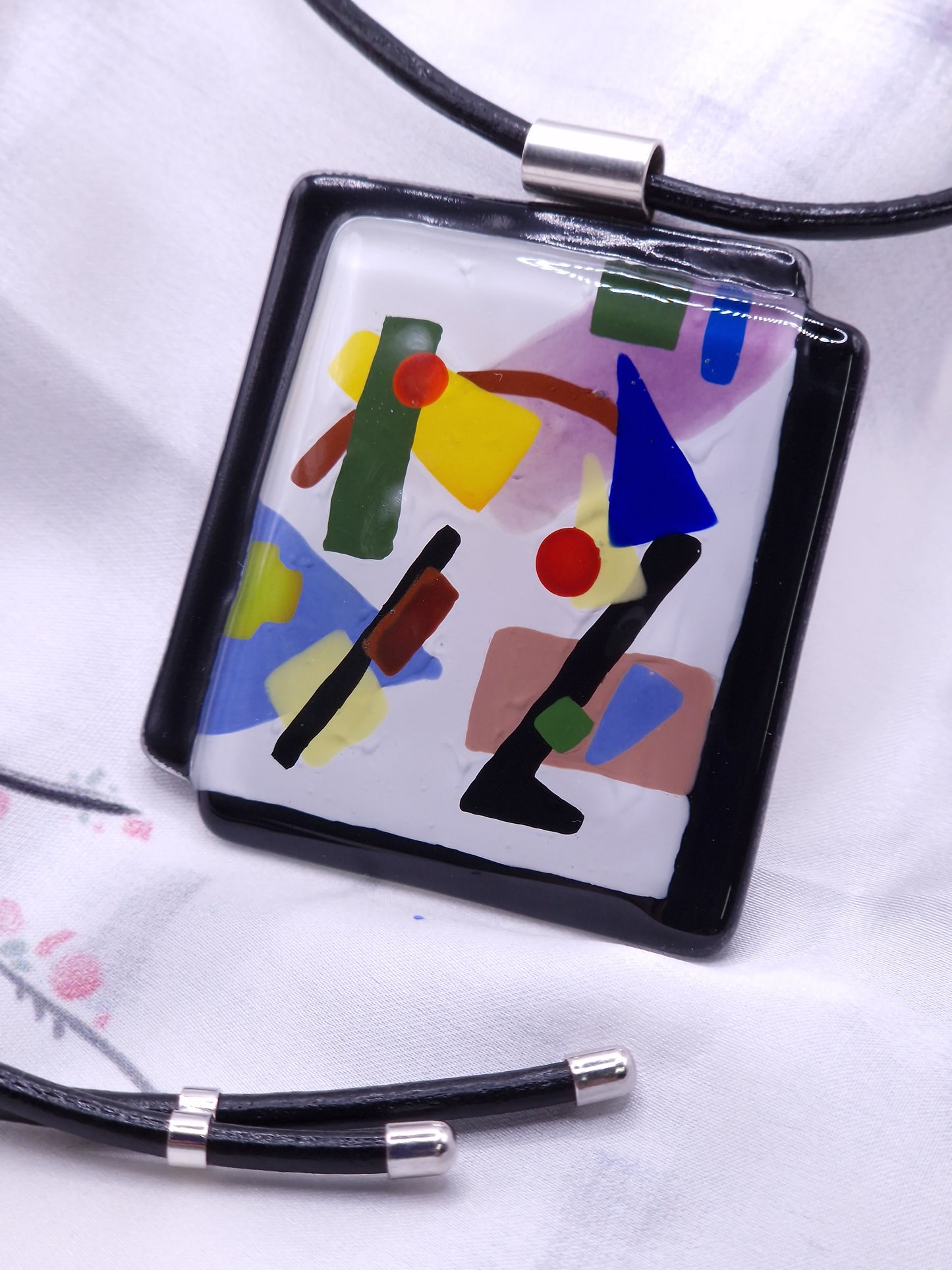 Geometric & Abstract Glass Art Necklace | Kazimir Malevich, Suprematism