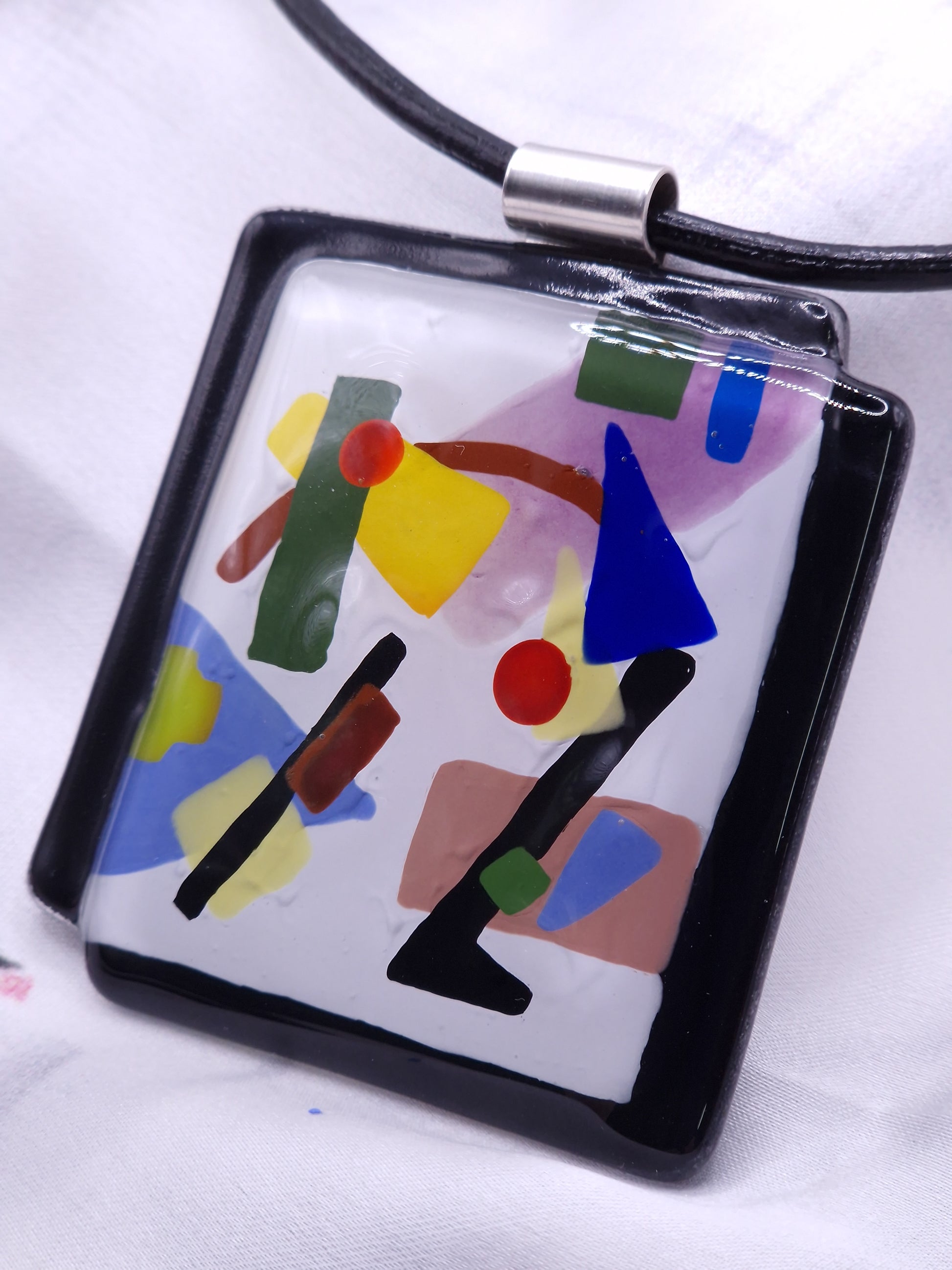 Geometric & Abstract Glass Art Necklace | Kazimir Malevich, Suprematism