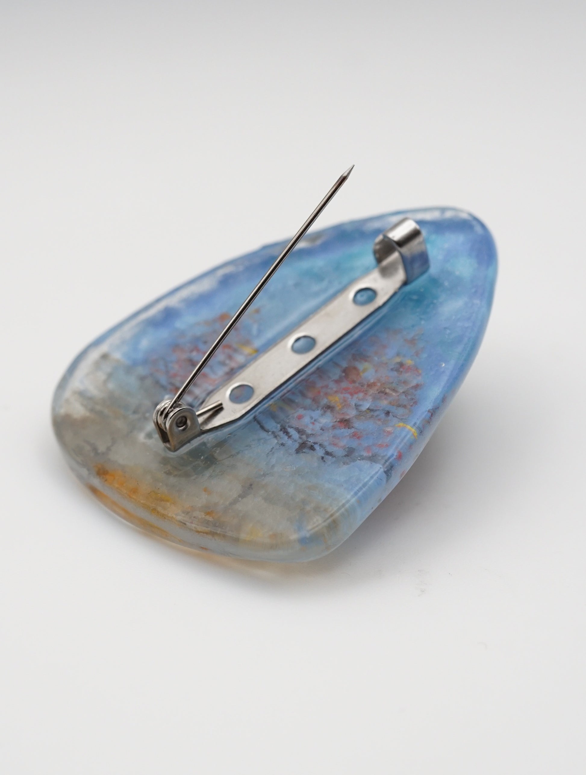 Teardrop Glass Brooch – Fall Trees Landscape