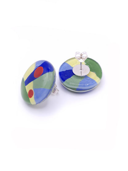 Astonishing Glass Art Rounded Earrings | Paul Klee, The Rumors