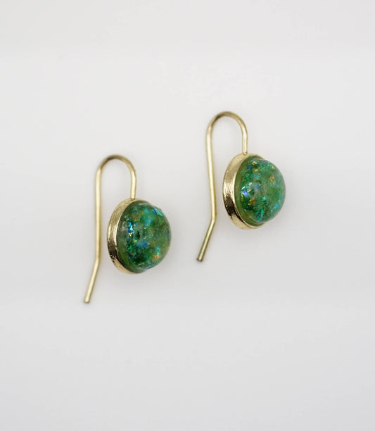 Lightweight Sparkling Glass Earrings, Gold-Finished