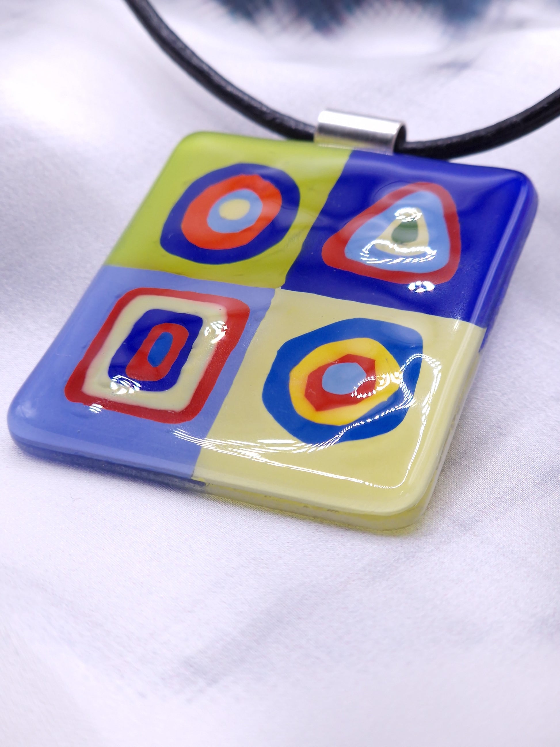 Statement Art Glass Pendant & Summer Necklace | Wassily Kandinsky, The Color Study ver 2