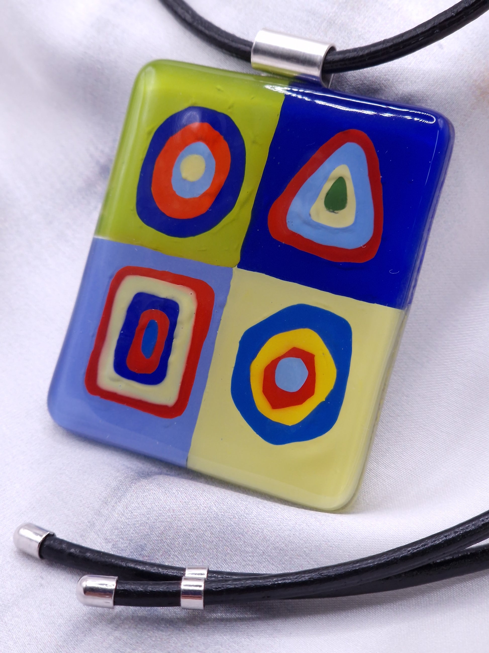 Statement Art Glass Pendant & Summer Necklace | Wassily Kandinsky, The Color Study ver 2