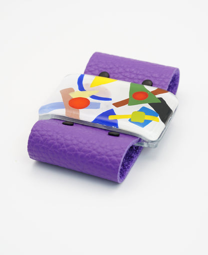 Unique Glass Bracelet With Purple Leather Band | Kazimir Malevich, The Suprematism