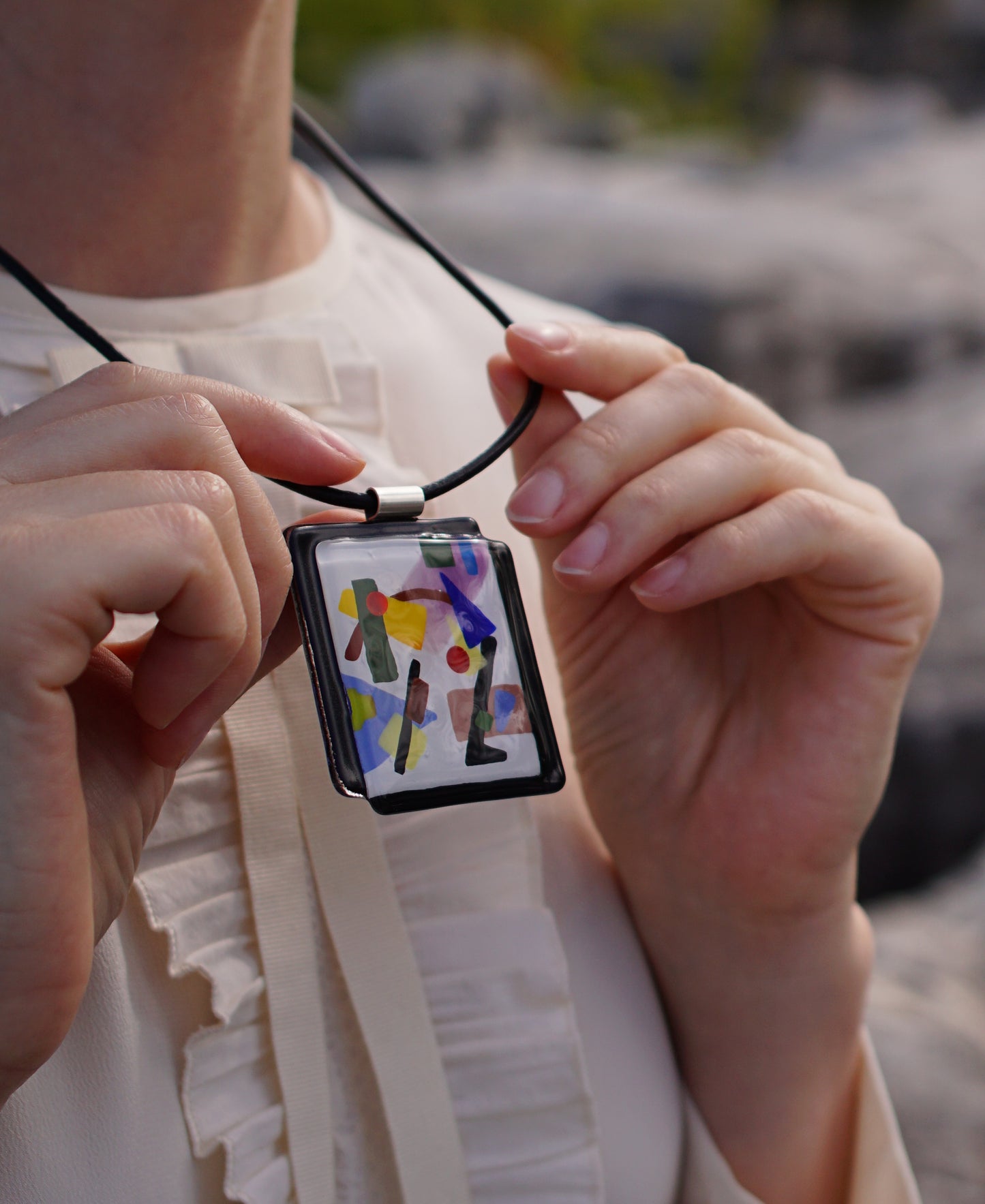 Costume Art Glass Necklace & Geometric Pendant | Kazimir Malevich, The Suprematism