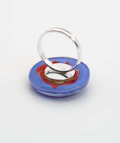 Geometric Fused Glass Ring With Silver Band | Wassily Kandinsky, The Color Study