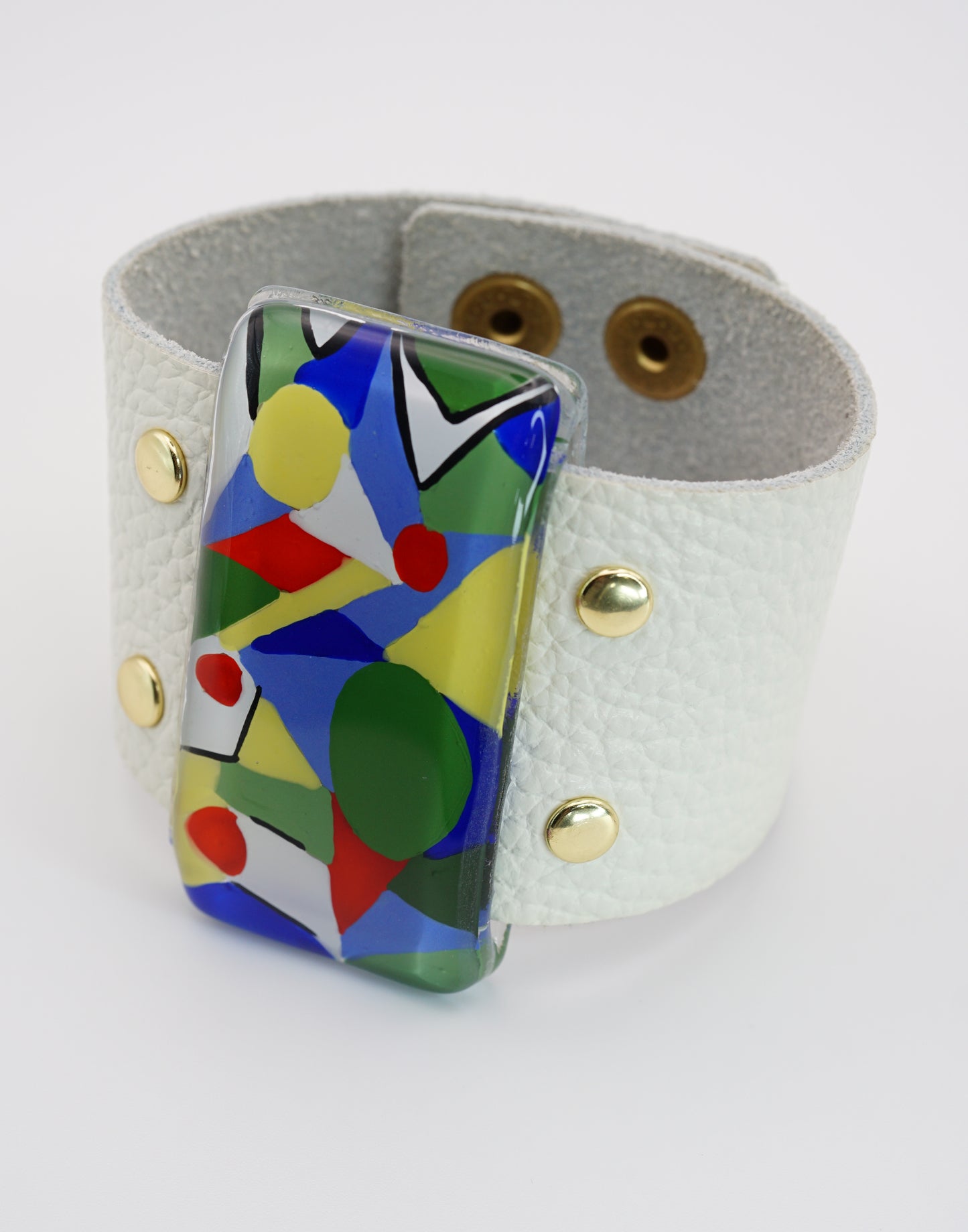 Costume Art Glass Bangle With Leather Band | Paul Klee, The Rumors