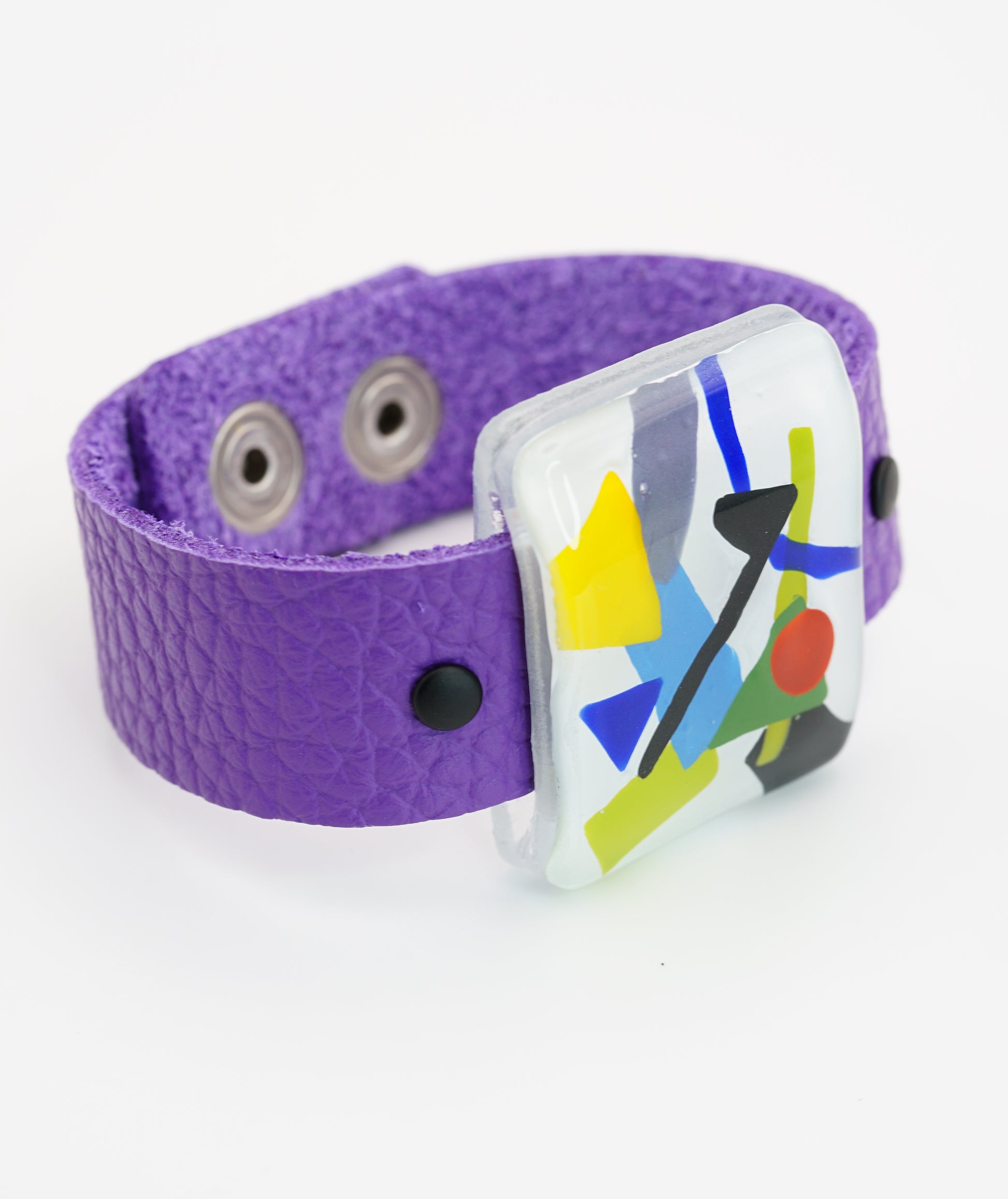 Petite Fashionable Glass Bracelet With Soft Leather Band | Kazimir Malevich, The Suprematism