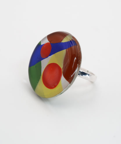 Sparkling Round Glass Ring With Silver Band | Paul Klee, The Rumors