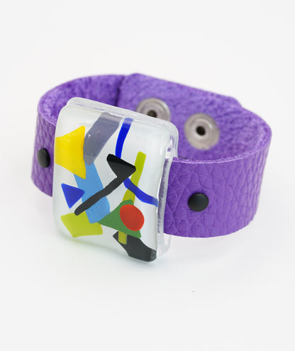 Petite Fashionable Glass Bracelet With Soft Leather Band | Kazimir Malevich, The Suprematism