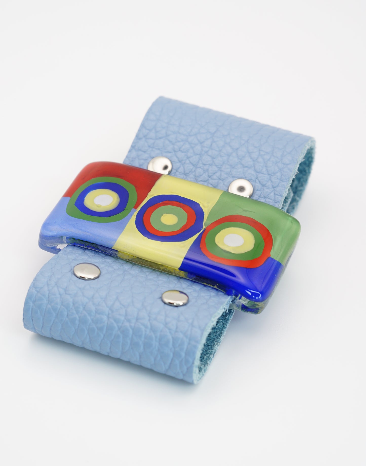 Stunning Enamel Glass Bracelet With Leather Band | Wassily Kandinsky, The Color Study