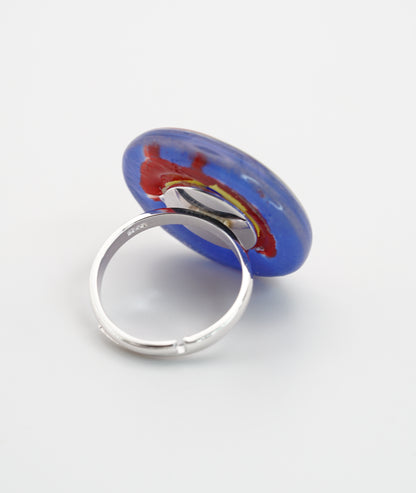 Geometric Fused Glass Ring With Silver Band | Wassily Kandinsky, The Color Study