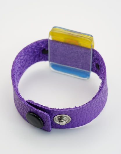 Petite Purple Art Glass Bracelet With Leather Band | Wassily Kandinsky, The Color Study