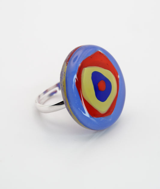 Geometric Fused Glass Ring With Silver Band | Wassily Kandinsky, The Color Study