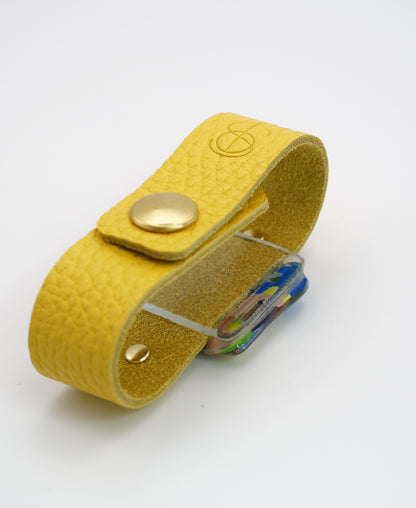 Petite Yellow Glass Bangle With Soft Genuine Leather Band | Paul Klee, The Tunisian garden