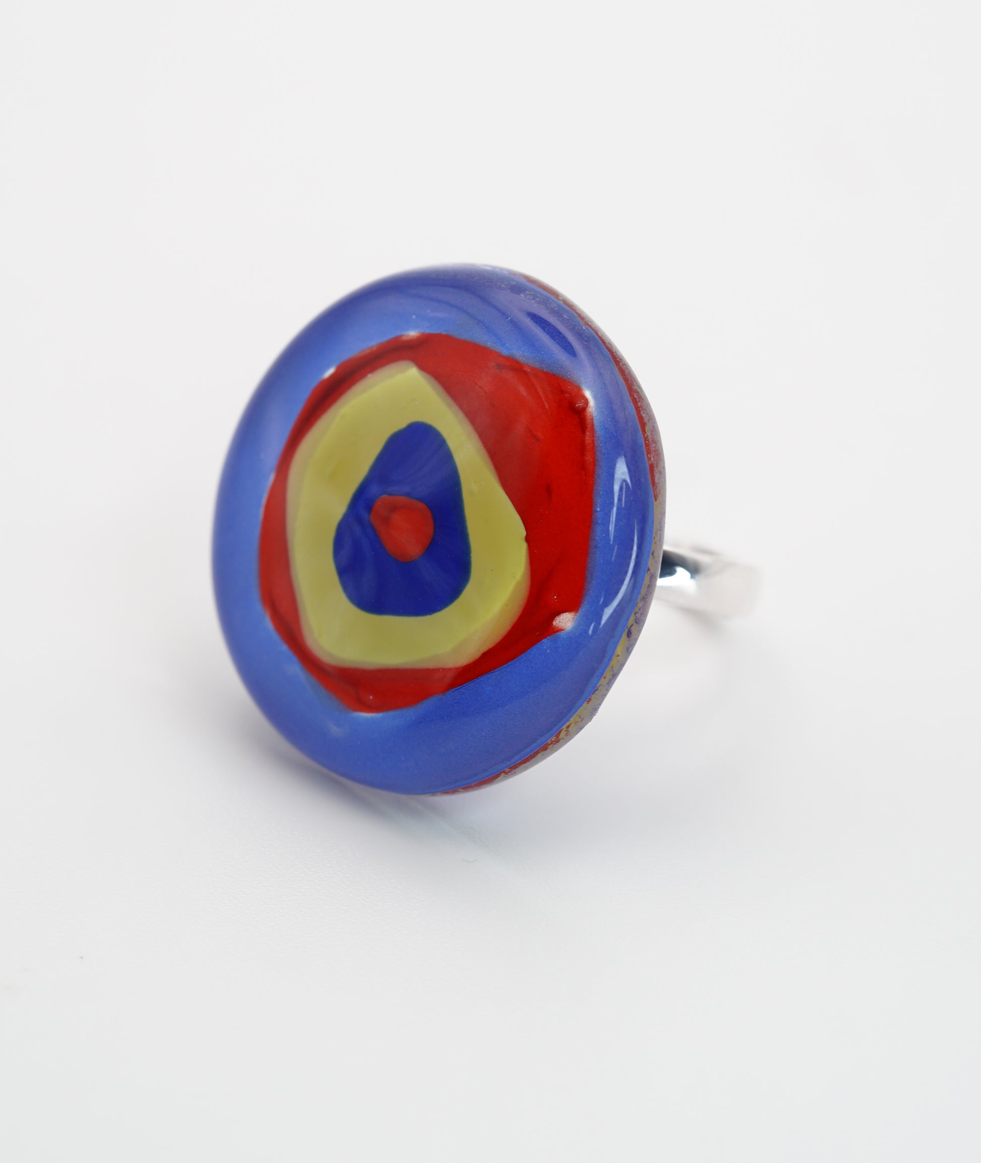 Geometric Fused Glass Ring With Silver Band | Wassily Kandinsky, The Color Study