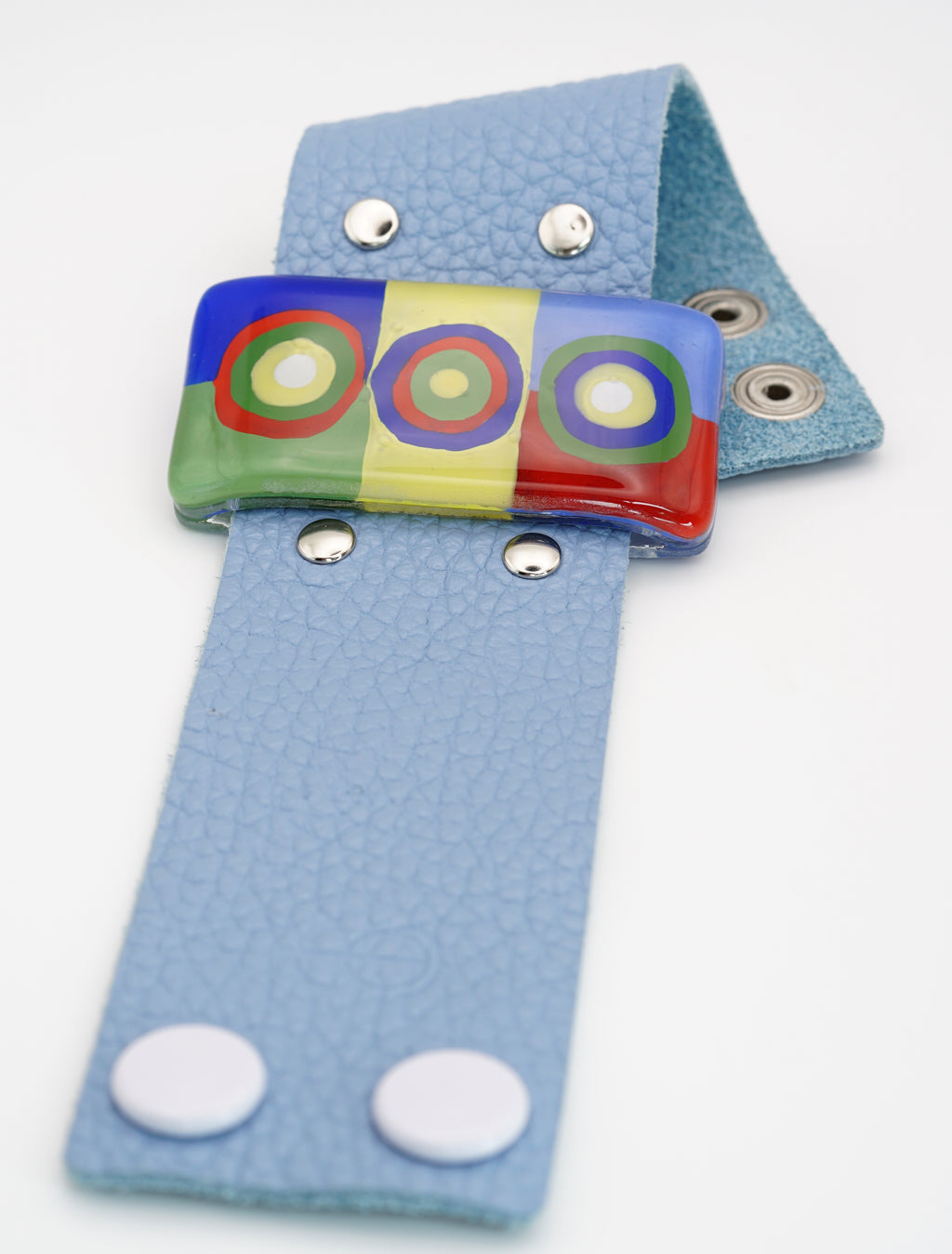 Stunning Enamel Glass Bracelet With Leather Band | Wassily Kandinsky, The Color Study