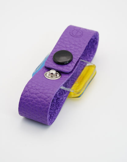 Petite Purple Art Glass Bracelet With Leather Band | Wassily Kandinsky, The Color Study