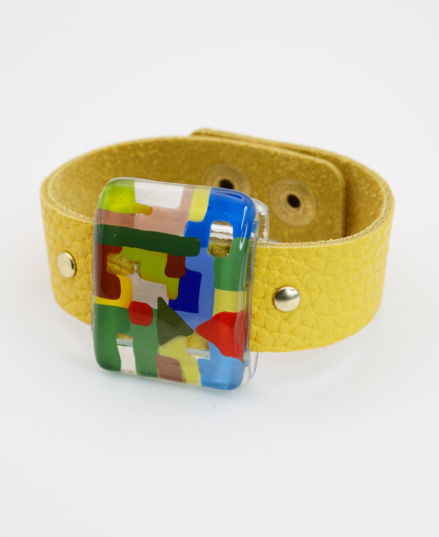 Petite Yellow Glass Bangle With Soft Genuine Leather Band | Paul Klee, The Tunisian garden