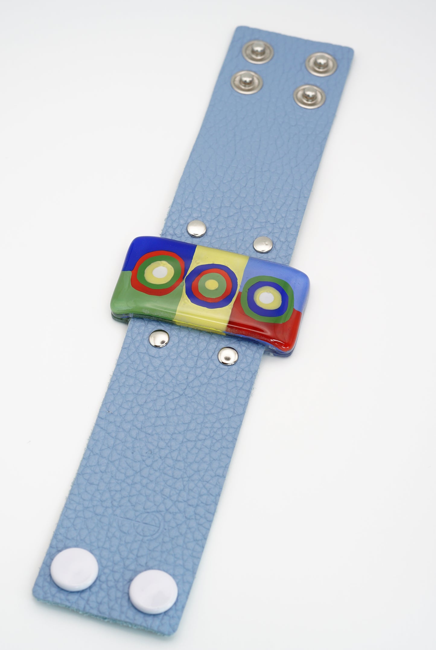 Stunning Enamel Glass Bracelet With Leather Band | Wassily Kandinsky, The Color Study