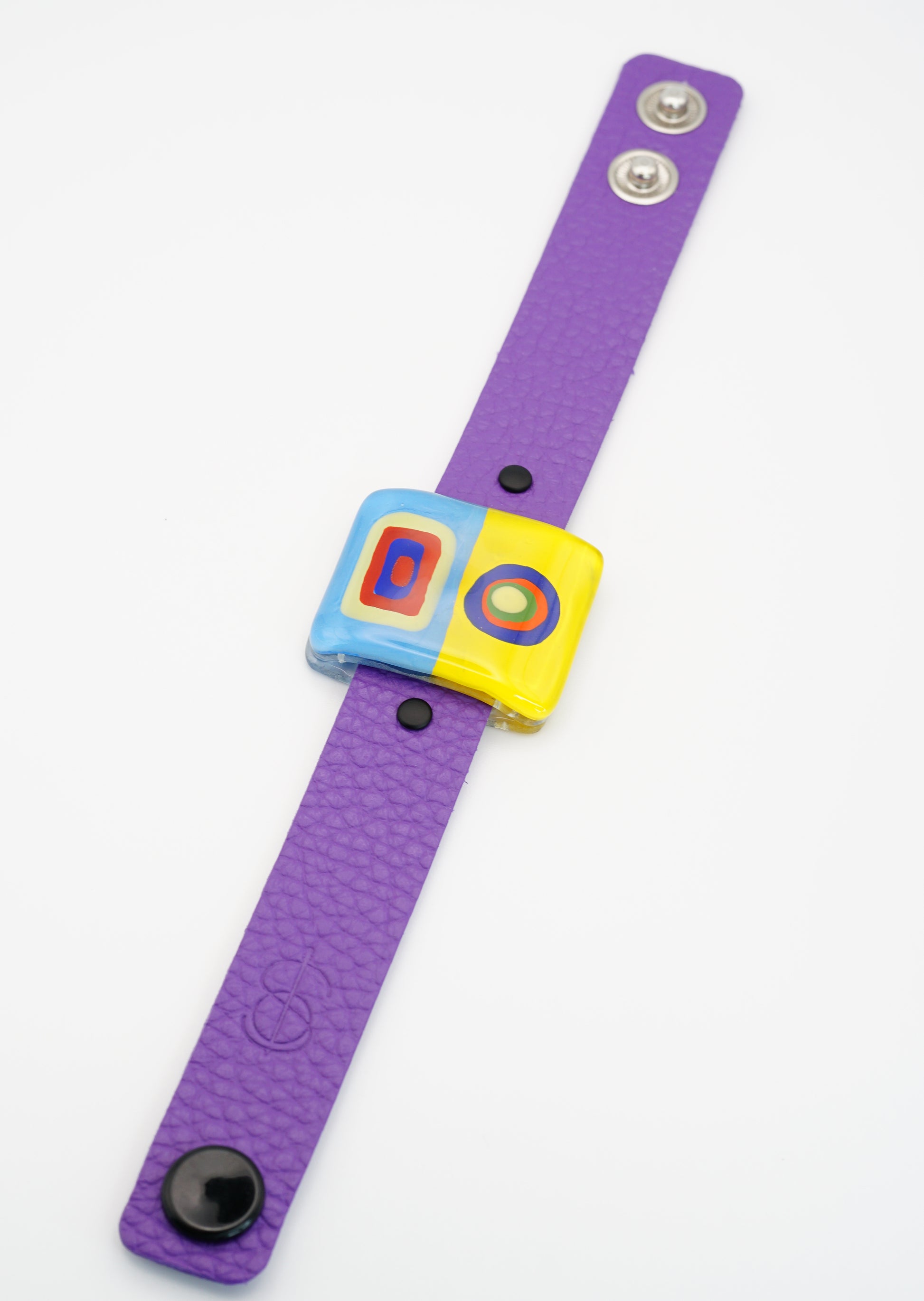 Petite Purple Art Glass Bracelet With Leather Band | Wassily Kandinsky, The Color Study