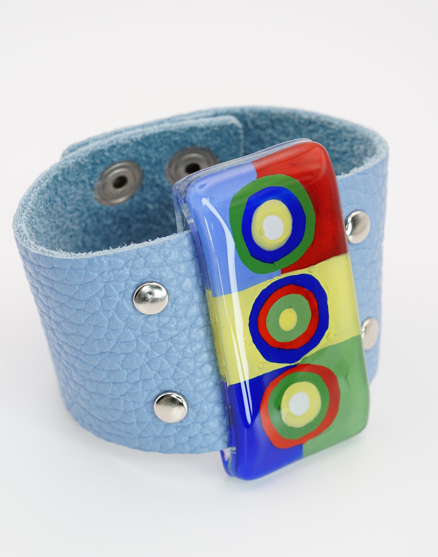 Stunning Enamel Glass Bracelet With Leather Band | Wassily Kandinsky, The Color Study