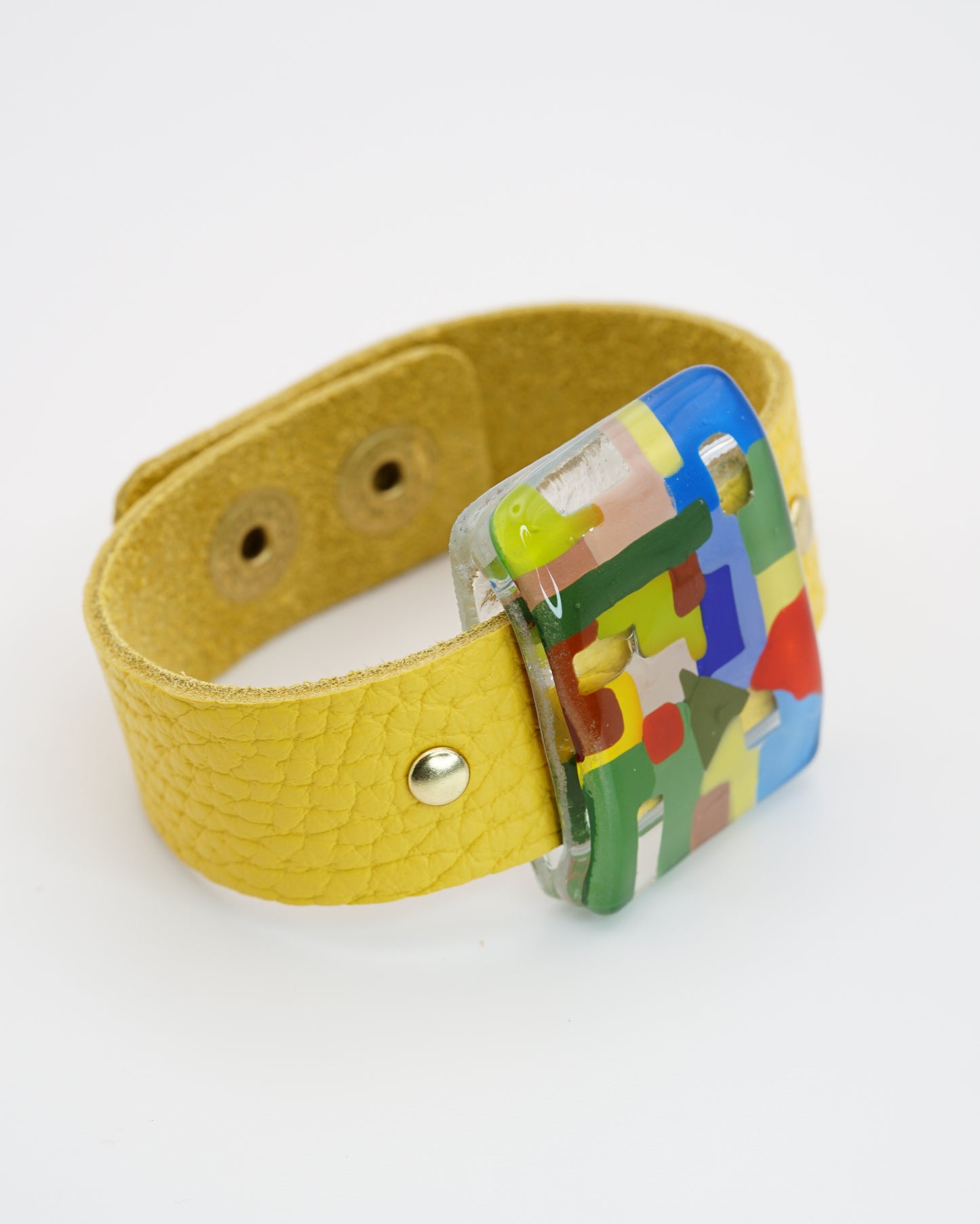 Petite Yellow Glass Bangle With Soft Genuine Leather Band | Paul Klee, The Tunisian garden