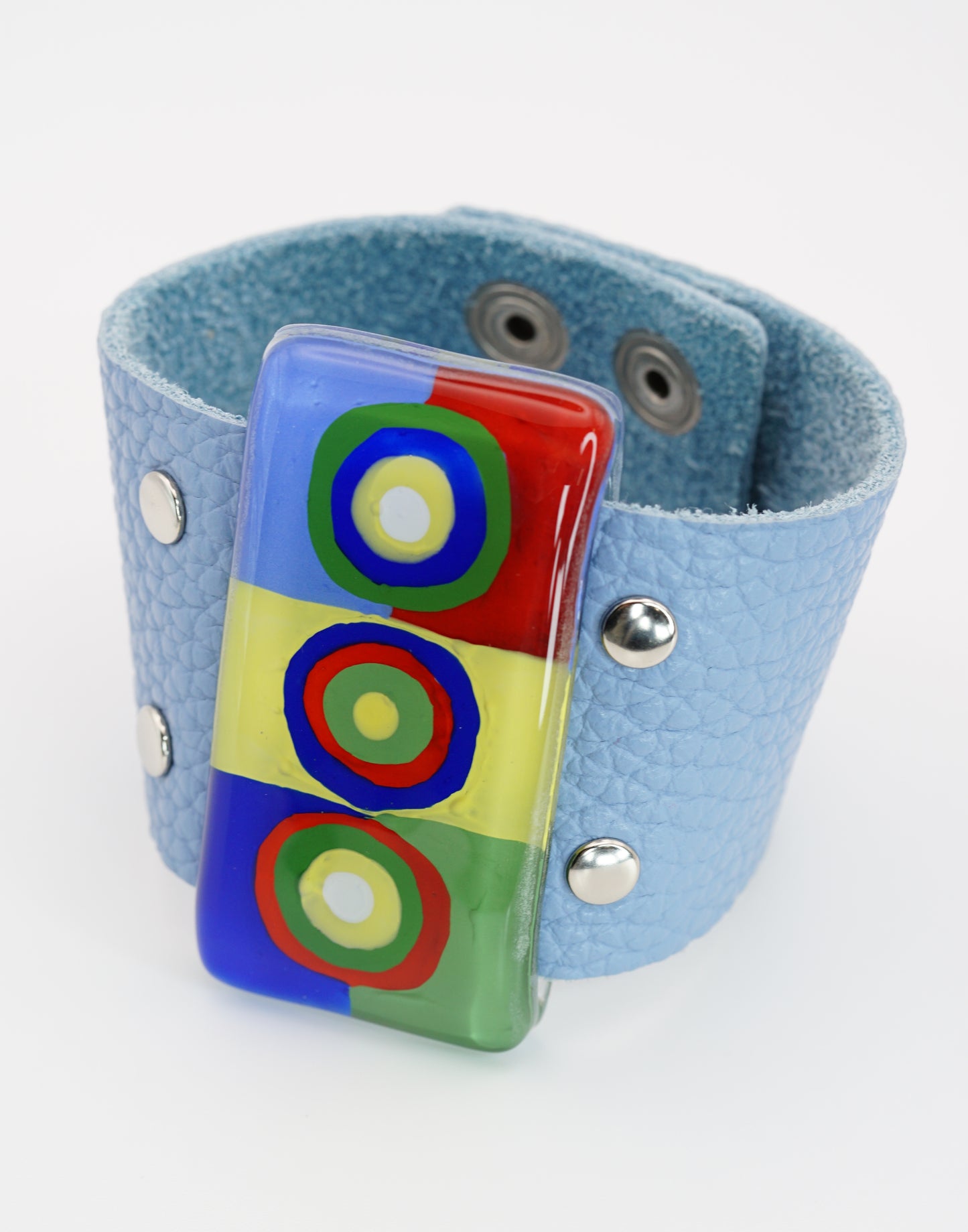 Stunning Enamel Glass Bracelet With Leather Band | Wassily Kandinsky, The Color Study