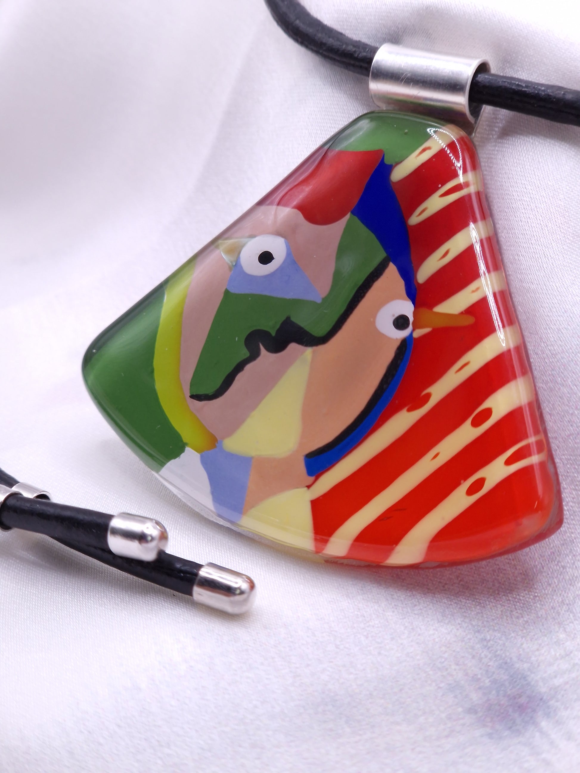 Exceptional Statement Glass Art Necklace & Vibrant Pendant | Pablo Picasso, The Woman