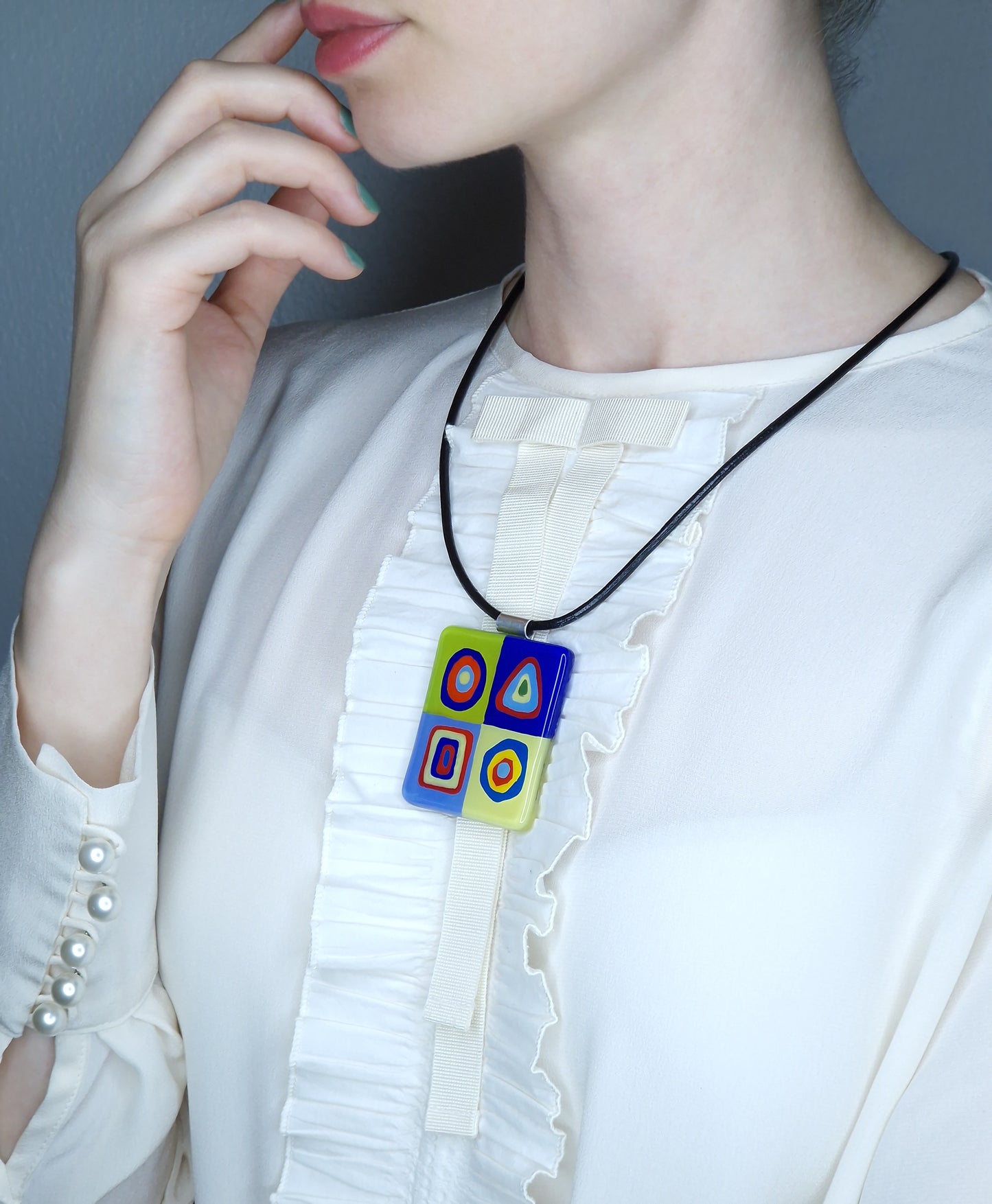 Statement Art Glass Pendant & Summer Necklace | Wassily Kandinsky, The Color Study