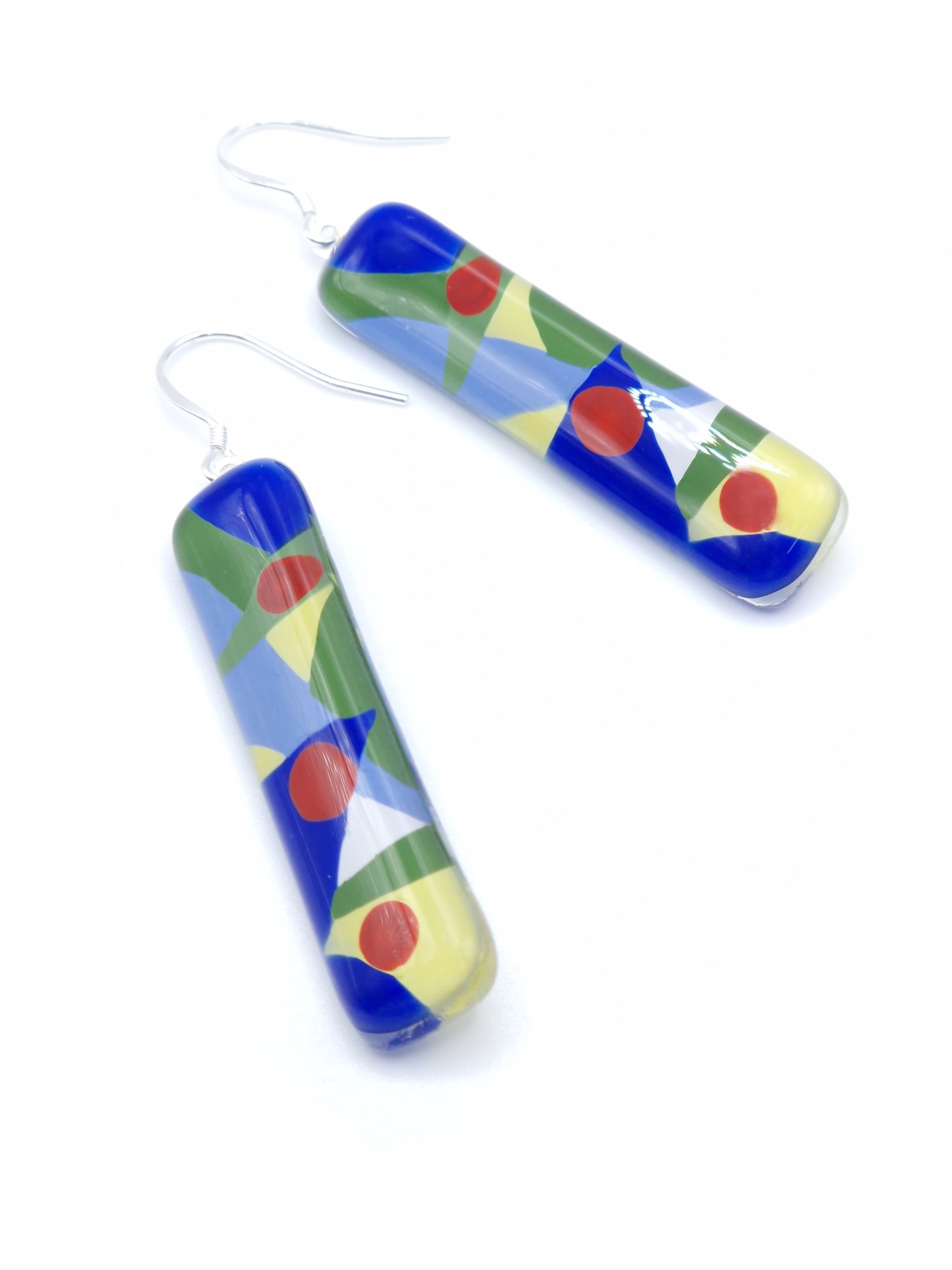 Glass Art Vertical Bar Earrings | Paul Klee, The Rumors