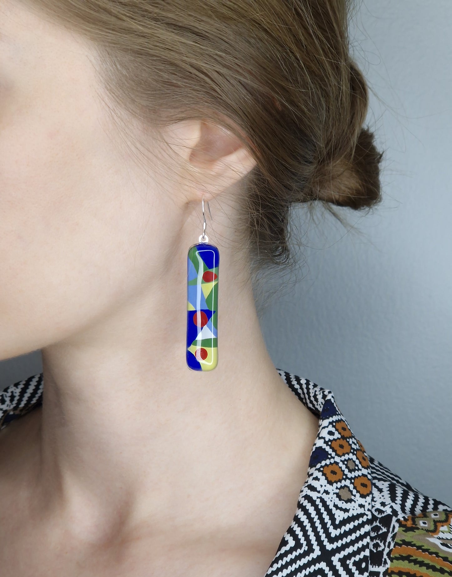 Glass Art Vertical Bar Earrings | Paul Klee, The Rumors