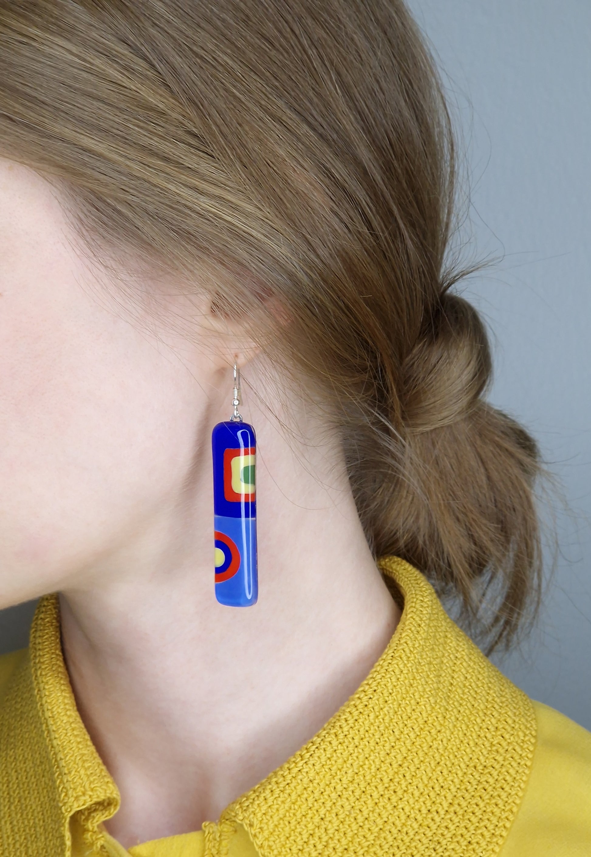 Statement Glass Art Rectangle Earrings | Wassily Kandinsky, The Color Study