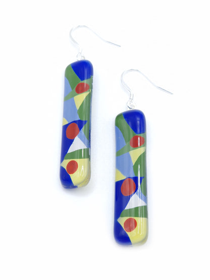 Glass Art Vertical Bar Earrings | Paul Klee, The Rumors