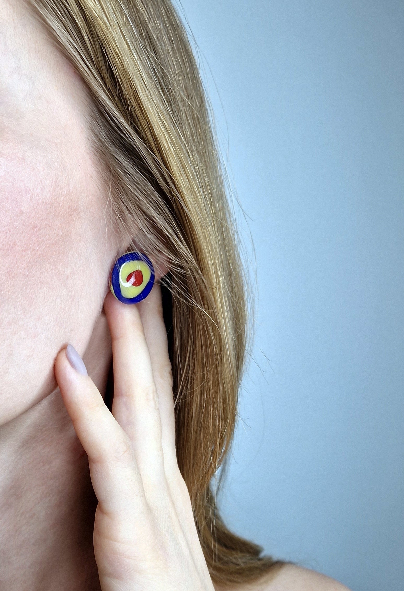 Breathtaking Glass Art Cabochon Earrings | Wassily Kandinsky, The Color Study