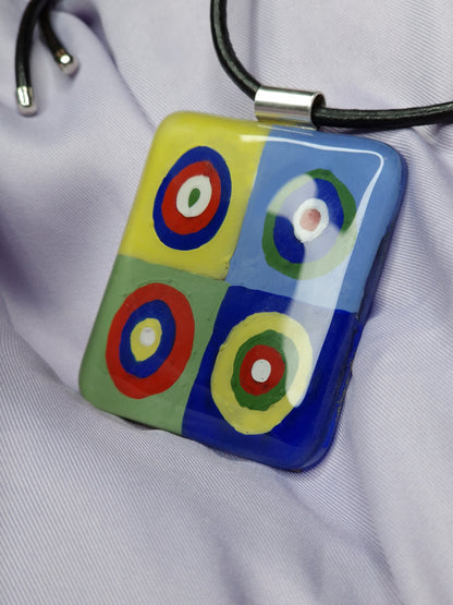 Adjustable Necklace & Trendy Glass Art Pendant | Wassily Kandinsky, The Color Study