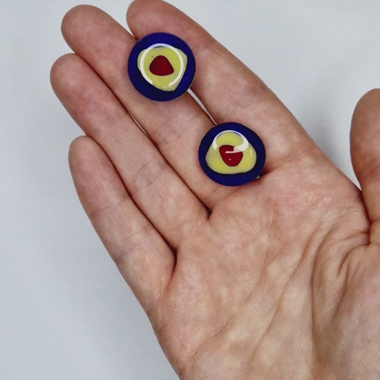 Breathtaking Glass Art Cabochon Earrings | Wassily Kandinsky, The Color Study