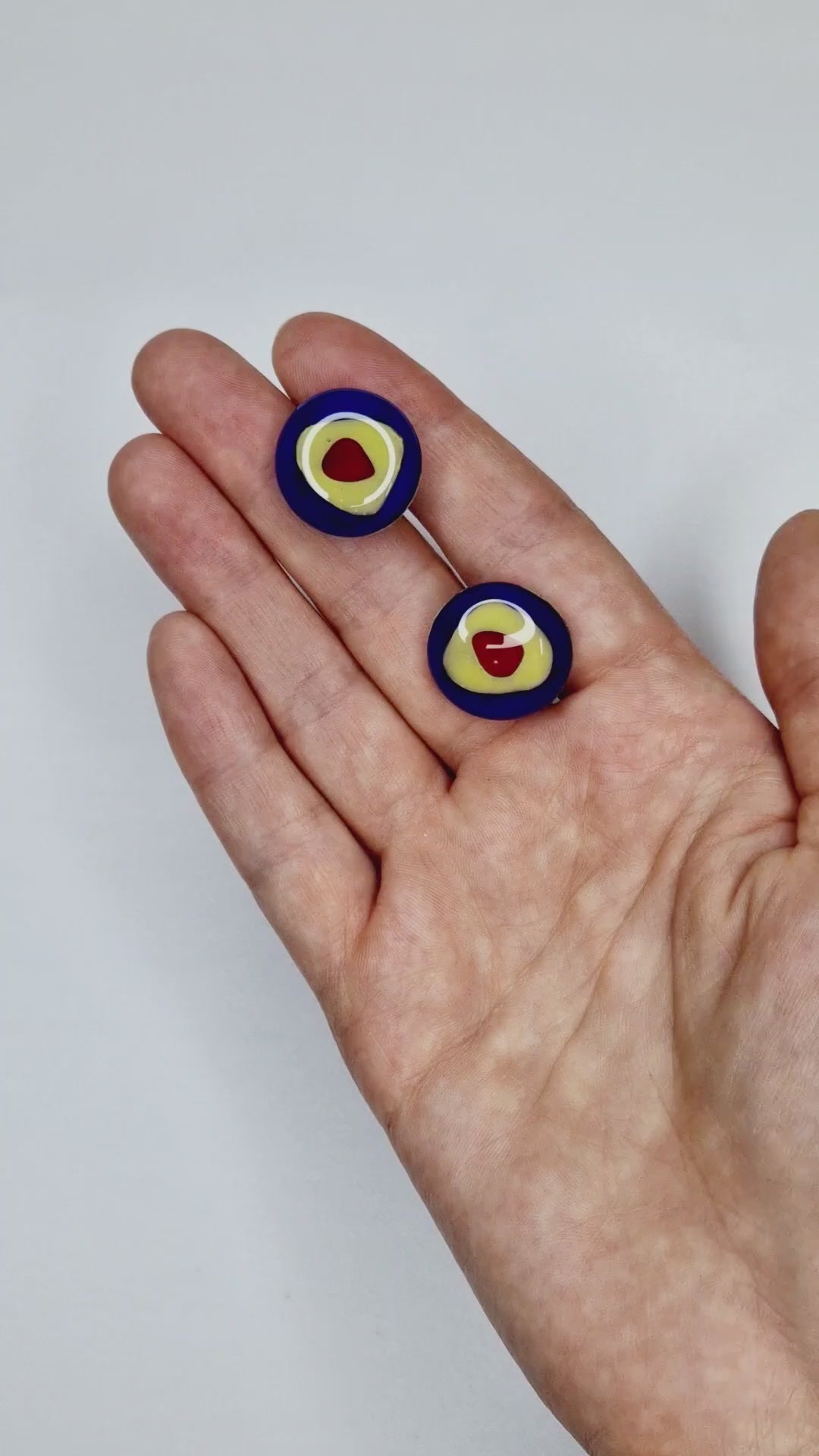 Breathtaking Glass Art Cabochon Earrings | Wassily Kandinsky, The Color Study