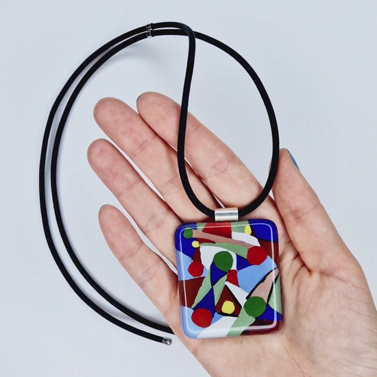 Glass Art Fashion Necklace & Pendant  | Hand painted Paul Klee