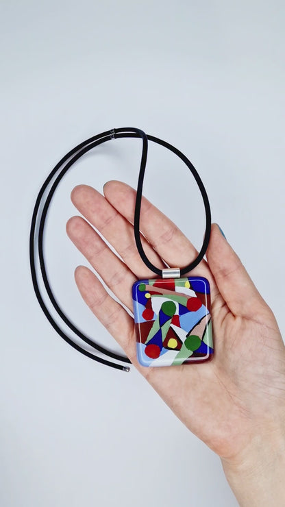 Glass Art Fashion Necklace & Pendant  | Hand painted Paul Klee