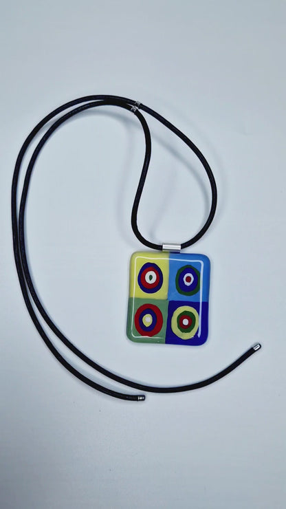 Adjustable Trendy Glass Art Necklace & Pendant | Wassily Kandinsky, The Color Study